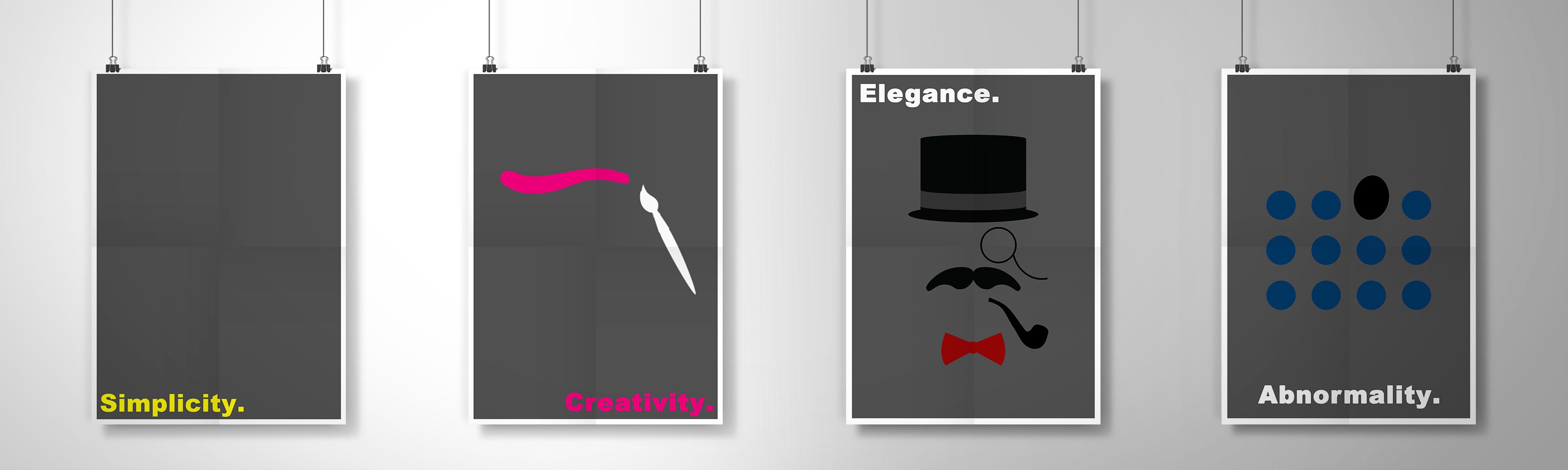 4 posters describing 4 words